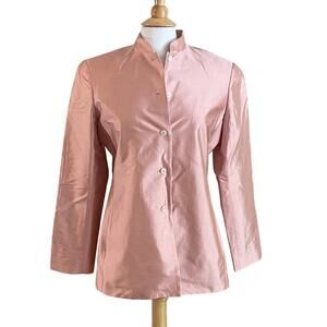 VTG Rena Rowan Textured Pale Pink Silk Blazer /Jacket, High Collar Size M